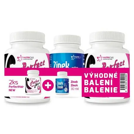 7913_NUTRICIUS PERFECT HAIR NEW-METHIONIN 2X100 TABLET + ZINEK EXTRA 25 MG 30 TABLET DARKOVE BALENI